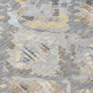 HomeRoots 5' Gray and Brown Geometric Indoor Outdoor Area Rug – Durable, Washable, Stylish for Any Space 9' X 12' 609146