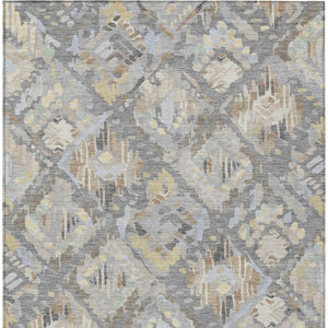 HomeRoots 5' Gray and Brown Geometric Indoor Outdoor Area Rug – Durable, Washable, Stylish for Any Space 10' X 14' 609147