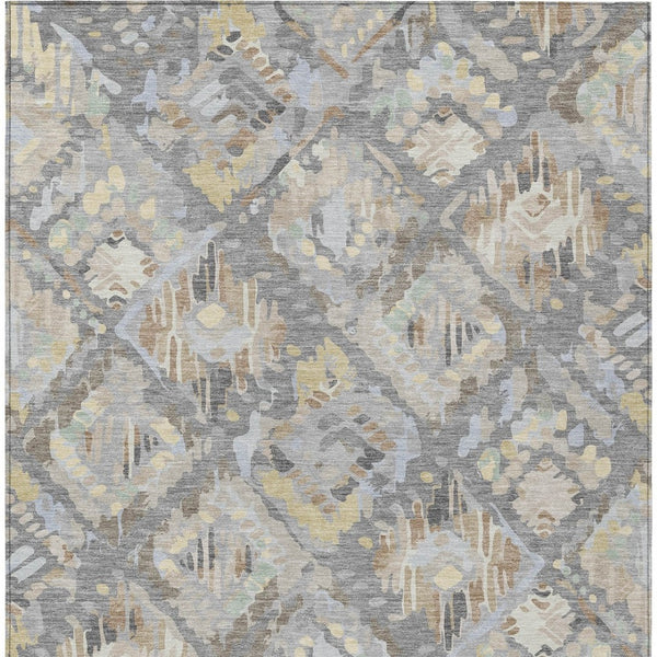 HomeRoots 5' Gray and Brown Geometric Indoor Outdoor Area Rug – Durable, Washable, Stylish for Any Space 10' X 14' 609147