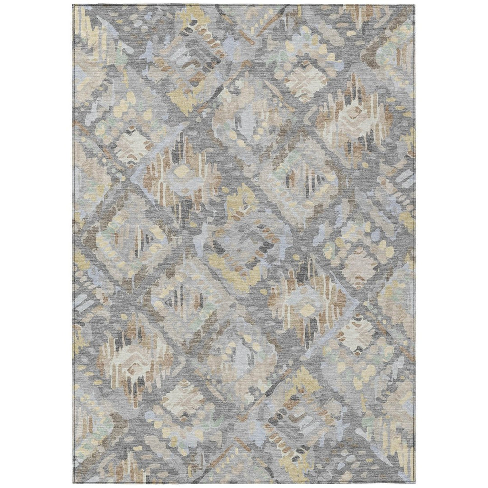 HomeRoots 5' Gray and Brown Geometric Indoor Outdoor Area Rug – Durable, Washable, Stylish for Any Space 10' X 14' 609147