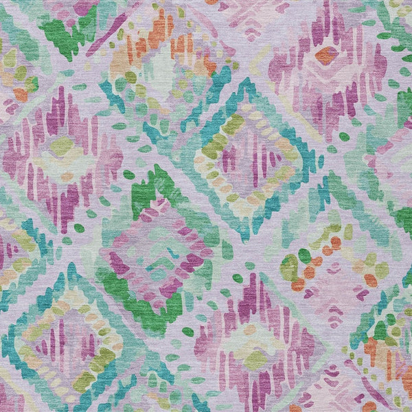 HomeRoots 5' Stylish Lavender and Purple Geometric Area Rug - Durable, Machine-Washable for Indoor/Outdoor Use 5' X 8' 609149