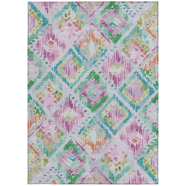 HomeRoots 5' Stylish Lavender and Purple Geometric Area Rug - Durable, Machine-Washable for Indoor/Outdoor Use 5' X 8' 609149