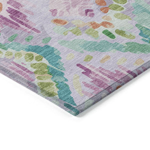 HomeRoots 5' Stylish Lavender and Purple Geometric Area Rug - Durable, Machine-Washable for Indoor/Outdoor Use 8' Round 609150