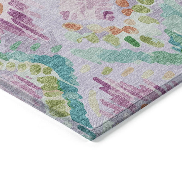 HomeRoots 5' Stylish Lavender and Purple Geometric Area Rug - Durable, Machine-Washable for Indoor/Outdoor Use 8' Round 609150