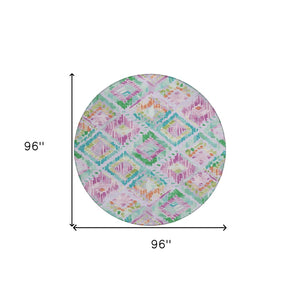 HomeRoots 5' Stylish Lavender and Purple Geometric Area Rug - Durable, Machine-Washable for Indoor/Outdoor Use 8' Round 609150