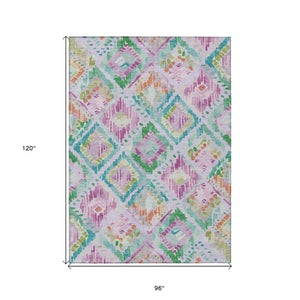 HomeRoots 5' Stylish Lavender and Purple Geometric Area Rug - Durable, Machine-Washable for Indoor/Outdoor Use 8' X 10' 609151