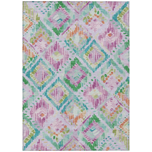 HomeRoots 5' Stylish Lavender and Purple Geometric Area Rug - Durable, Machine-Washable for Indoor/Outdoor Use 8' X 10' 609151