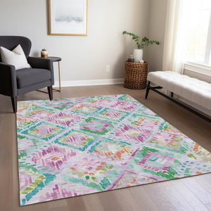 HomeRoots 5' Stylish Lavender and Purple Geometric Area Rug - Durable, Machine-Washable for Indoor/Outdoor Use 8' X 10' 609151