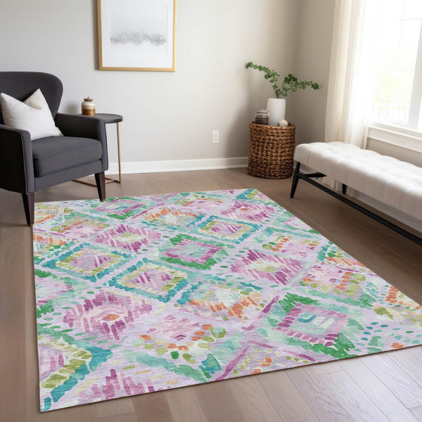 HomeRoots 5' Stylish Lavender and Purple Geometric Area Rug - Durable, Machine-Washable for Indoor/Outdoor Use 8' X 10' 609151