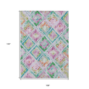 HomeRoots 9' X 12' Stylish Lavender & Purple Geometric Area Rug - Durable, Washable for Indoor & Outdoor Use 609152