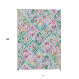 HomeRoots 5' Stylish Lavender and Purple Geometric Area Rug - Durable, Machine-Washable for Indoor/Outdoor Use 10' X 14' 609153