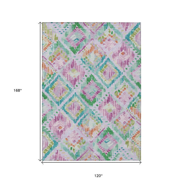 HomeRoots 5' Stylish Lavender and Purple Geometric Area Rug - Durable, Machine-Washable for Indoor/Outdoor Use 10' X 14' 609153