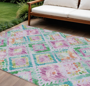 HomeRoots 5' Stylish Lavender and Purple Geometric Area Rug - Durable, Machine-Washable for Indoor/Outdoor Use 10' X 14' 609153