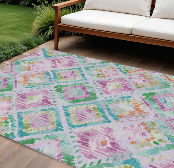 HomeRoots 5' Stylish Lavender and Purple Geometric Area Rug - Durable, Machine-Washable for Indoor/Outdoor Use 10' X 14' 609153