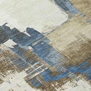 HomeRoots 5' Abstract Beige and Brown Washable Area Rug for Indoor and Outdoor Use – Durable, Modern Design 8' X 10' 609157