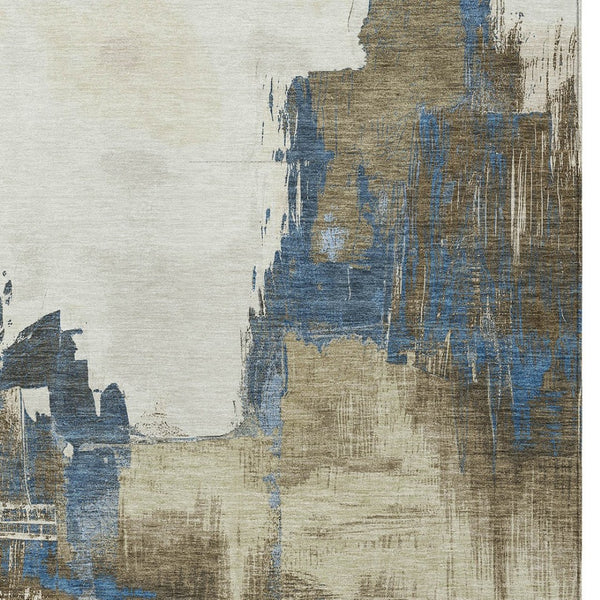 HomeRoots 5' Abstract Beige and Brown Washable Area Rug for Indoor and Outdoor Use – Durable, Modern Design 10' X 14' 609159