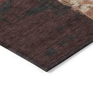 HomeRoots 5' Brick Red Abstract Area Rug - Durable, Washable Design for Indoor & Outdoor Spaces, Easy Care 5' X 8' 609161