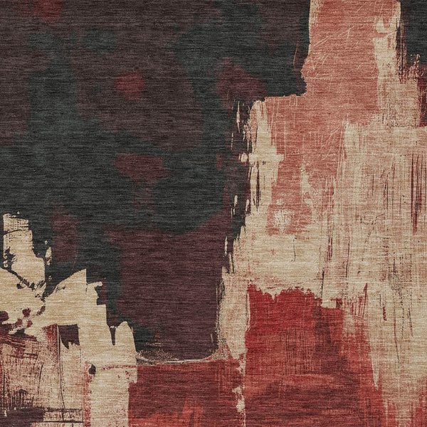 HomeRoots 5' Brick Red Abstract Area Rug - Durable, Washable Design for Indoor & Outdoor Spaces, Easy Care 5' X 8' 609161
