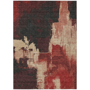 HomeRoots 5' Brick Red Abstract Area Rug - Durable, Washable Design for Indoor & Outdoor Spaces, Easy Care 8' X 10' 609163