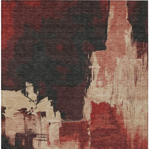HomeRoots 5' Brick Red Abstract Area Rug - Durable, Washable Design for Indoor & Outdoor Spaces, Easy Care 9' X 12' 609164