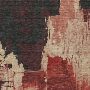 HomeRoots 5' Brick Red Abstract Area Rug - Durable, Washable Design for Indoor & Outdoor Spaces, Easy Care 9' X 12' 609164