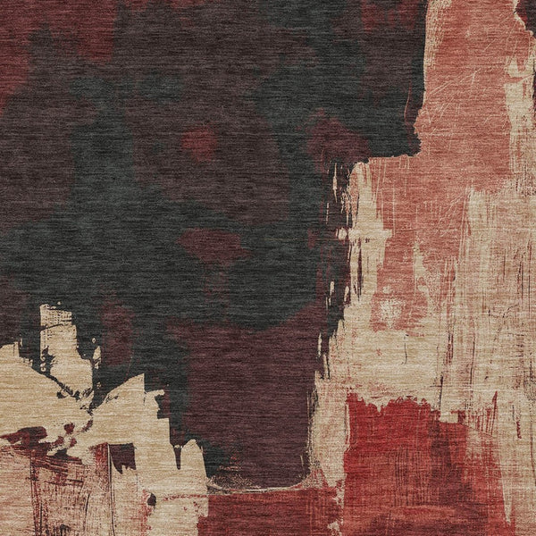 HomeRoots 5' Brick Red Abstract Area Rug - Durable, Washable Design for Indoor & Outdoor Spaces, Easy Care 10' X 14' 609165