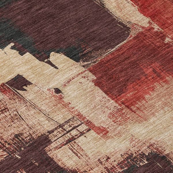 HomeRoots 5' Brick Red Abstract Area Rug - Durable, Washable Design for Indoor & Outdoor Spaces, Easy Care 10' X 14' 609165
