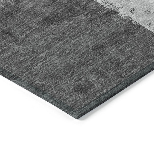 HomeRoots 5' Gray and Smoky Black Abstract Washable Area Rug for Stylish Indoor and Outdoor Spaces 5' X 8' 609167