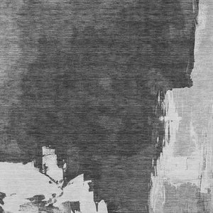 HomeRoots 5' Gray and Smoky Black Abstract Washable Area Rug for Stylish Indoor and Outdoor Spaces 5' X 8' 609167