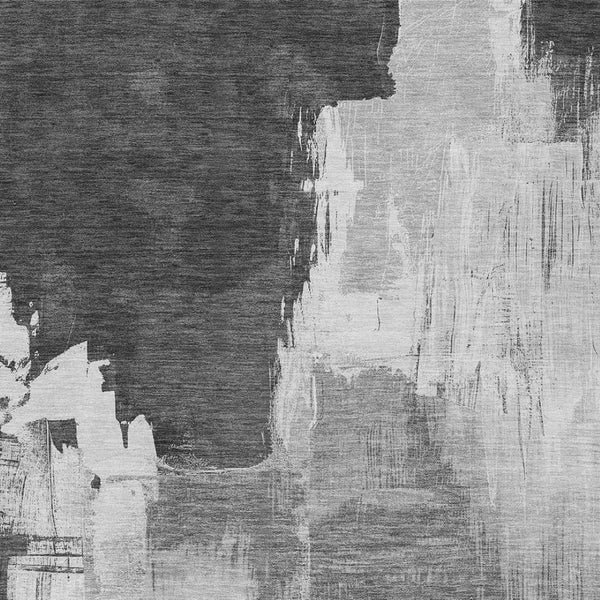 HomeRoots 5' Gray and Smoky Black Abstract Washable Area Rug for Stylish Indoor and Outdoor Spaces 8' X 10' 609169