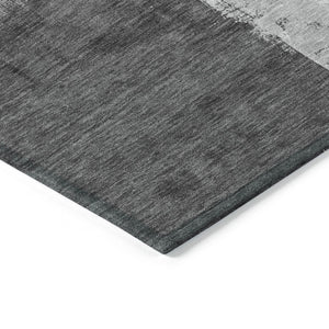 HomeRoots 5' Gray and Smoky Black Abstract Washable Area Rug for Stylish Indoor and Outdoor Spaces 10' X 14' 609171