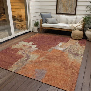 HomeRoots 5' Bold Orange Abstract Area Rug - Durable Indoor/Outdoor Design Perfect for High-Traffic Spaces 5' X 8' 609173