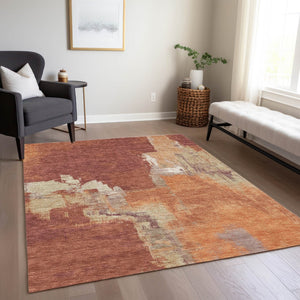 HomeRoots 5' Bold Orange Abstract Area Rug - Durable Indoor/Outdoor Design Perfect for High-Traffic Spaces 5' X 8' 609173