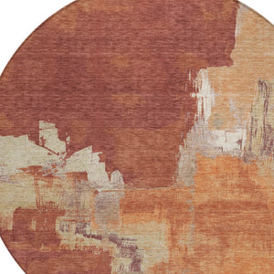 HomeRoots 5' Bold Orange Abstract Area Rug - Durable Indoor/Outdoor Design Perfect for High-Traffic Spaces 8' Round 609174