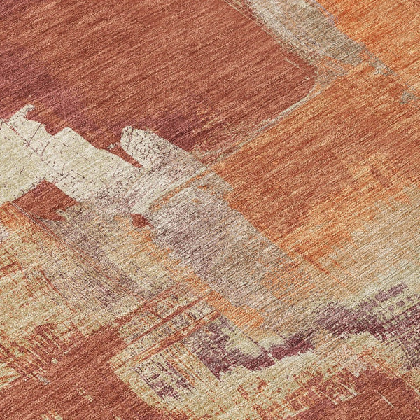 HomeRoots 5' Bold Orange Abstract Area Rug - Durable Indoor/Outdoor Design Perfect for High-Traffic Spaces 8' Round 609174