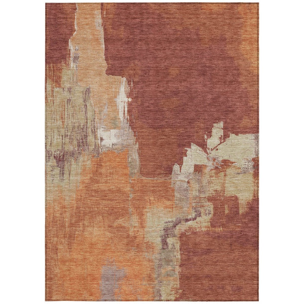 HomeRoots 5' Bold Orange Abstract Area Rug - Durable Indoor/Outdoor Design Perfect for High-Traffic Spaces 9' X 12' 609176
