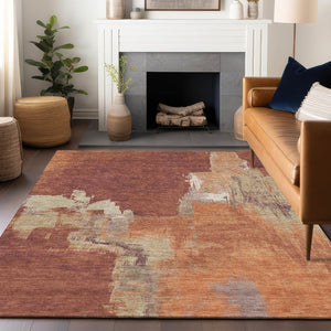 HomeRoots 5' Bold Orange Abstract Area Rug - Durable Indoor/Outdoor Design Perfect for High-Traffic Spaces 9' X 12' 609176
