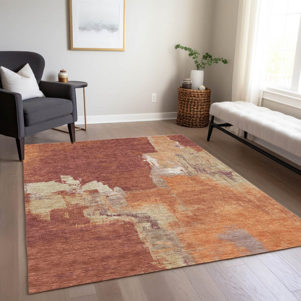 HomeRoots 5' Bold Orange Abstract Area Rug - Durable Indoor/Outdoor Design Perfect for High-Traffic Spaces 9' X 12' 609176