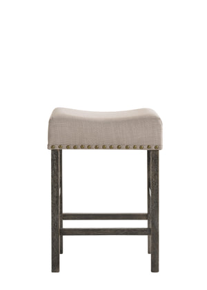 English Elm Martha Linen Counter-Height Chair with X Back and Padded Seat — Weathered Gray Finish, Sturdy Build Gray,Tan 25 L x 20 W x 7 H B2726P264965