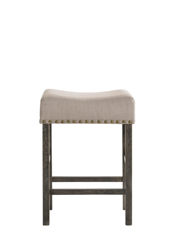 English Elm Martha Linen Counter-Height Chair with X Back and Padded Seat — Weathered Gray Finish, Sturdy Build Gray,Tan 25 L x 20 W x 7 H B2726P264965