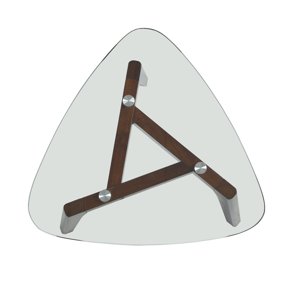 English Elm Christopher Knight Home® - END Table Walnut Solid Wood Mid-Century Modern Side Table with Glass Top, Splayed Legs, 27.75"L x27"W 68682.00