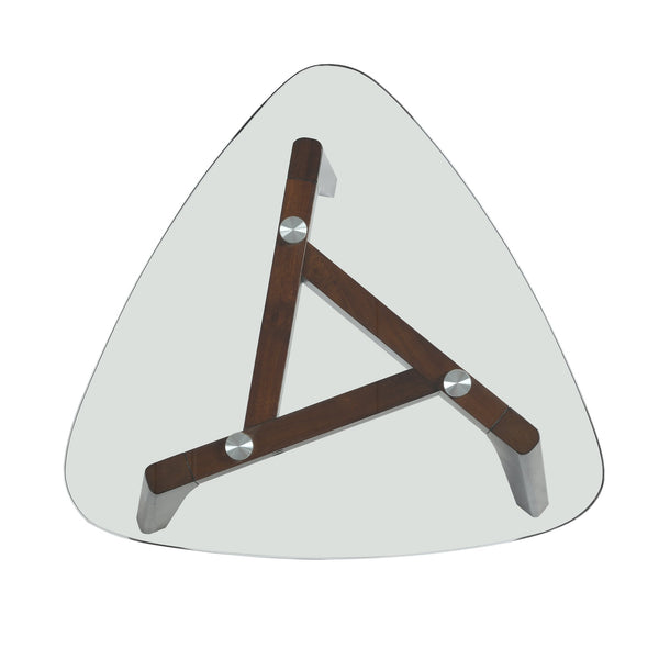 English Elm Christopher Knight Home® - END Table Walnut Solid Wood Mid-Century Modern Side Table with Glass Top, Splayed Legs, 27.75"L x27"W 68682.00