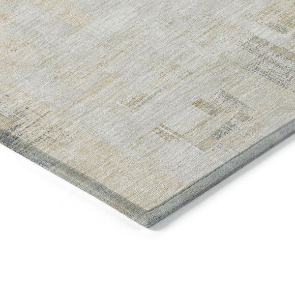 HomeRoots 5' Stylish Ivory and Beige Abstract Area Rug for Indoor and Outdoor Use - Washable and Durable Design 8' X 10' 609205