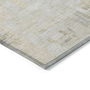 HomeRoots 5' Stylish Ivory and Beige Abstract Area Rug for Indoor and Outdoor Use - Washable and Durable Design 9' X 12' 609206