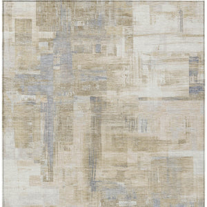 HomeRoots 5' Stylish Ivory and Beige Abstract Area Rug for Indoor and Outdoor Use - Washable and Durable Design 9' X 12' 609206
