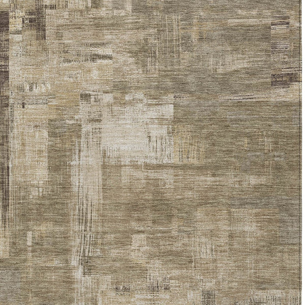 HomeRoots 5' Abstract Brown and Beige Washable Indoor-Outdoor Area Rug for Effortless Style and Durability 5' X 8' 609209