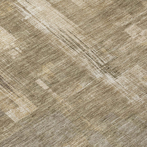 HomeRoots 5' Abstract Brown and Beige Washable Indoor-Outdoor Area Rug for Effortless Style and Durability 8' Round 609210