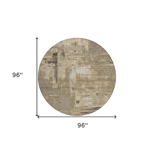 HomeRoots 5' Abstract Brown and Beige Washable Indoor-Outdoor Area Rug for Effortless Style and Durability 8' Round 609210
