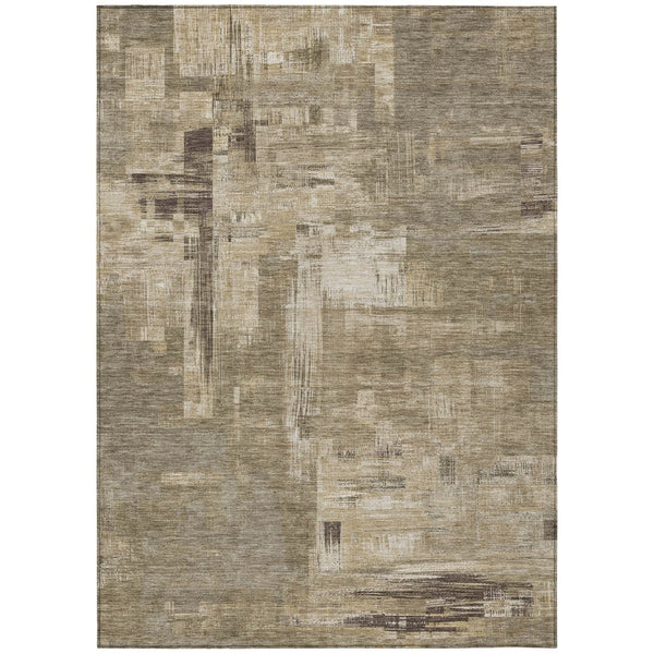 HomeRoots 5' Abstract Brown and Beige Washable Indoor-Outdoor Area Rug for Effortless Style and Durability 8' X 10' 609211