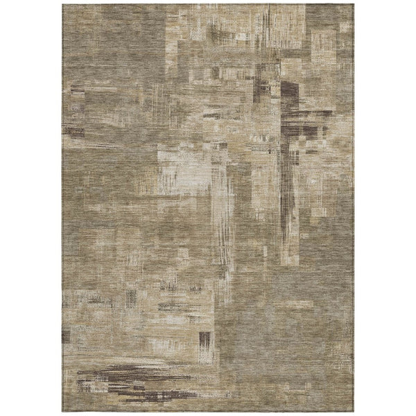 HomeRoots 5' Abstract Brown and Beige Washable Indoor-Outdoor Area Rug for Effortless Style and Durability 10' X 14' 609213